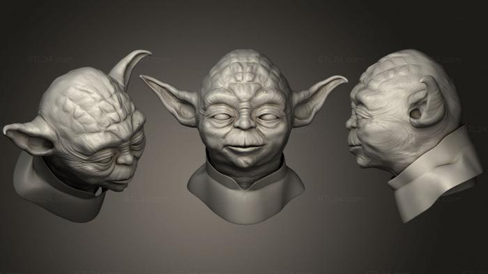 Busts of heroes and monsters (YODA HEAD SCULPT, BUSTH_1834) 3D models for cnc